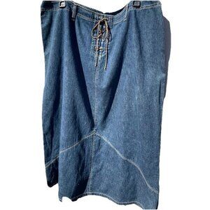 Vintage Faded Glory Denim Jean Long Skirt Women’s sz 20W Western Boho String